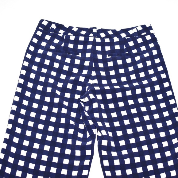 Banana Republic Blake-Fit Wide-Leg Gingham Crop Pant Navy - Picture 4 of 7
